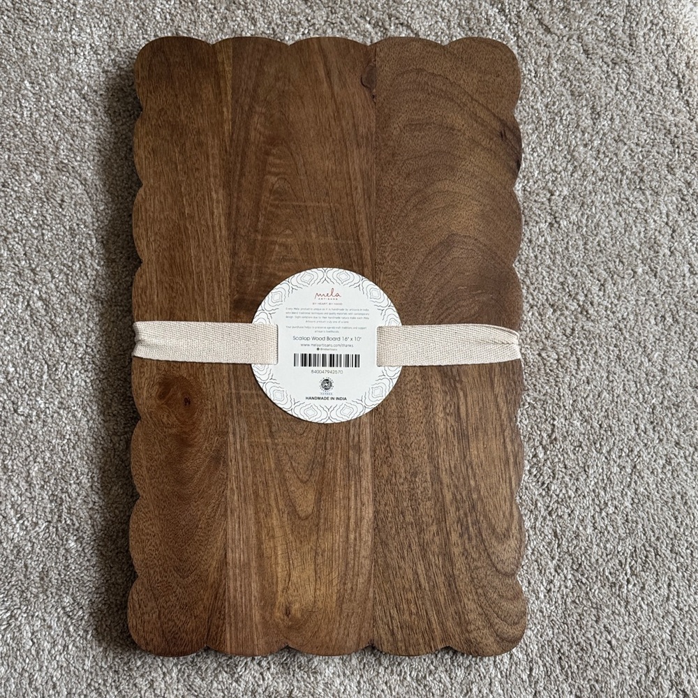 Scalloped Wooden Serving Tray Cheese Charcuterie Board Hand Made
